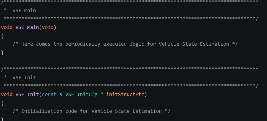 the Init and Main functions of Vehicle State Estimation